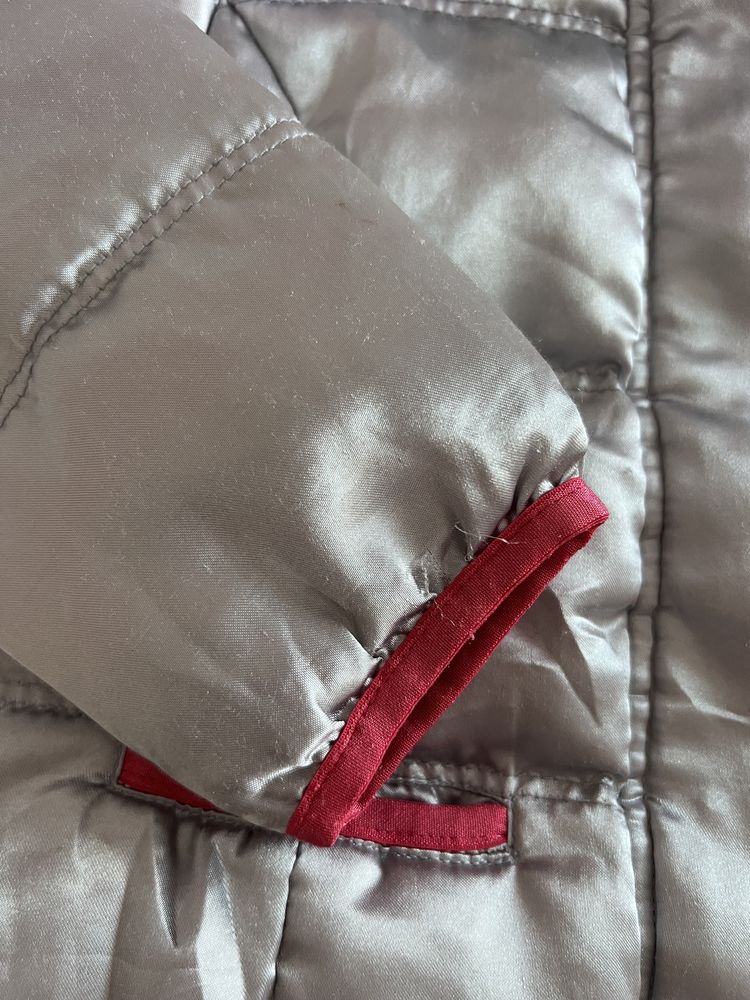 Tommy Hilfiger kurtka kurteczka srebrna ocieplana kaptur futerko 18 mi