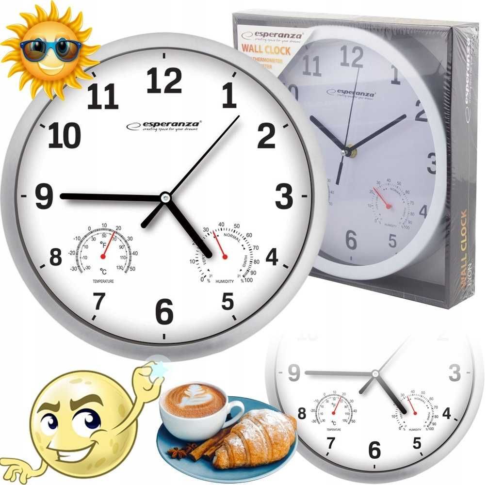 Nowoczesny Zegar Ścienny Wilgotność Temperatura * Video-Play