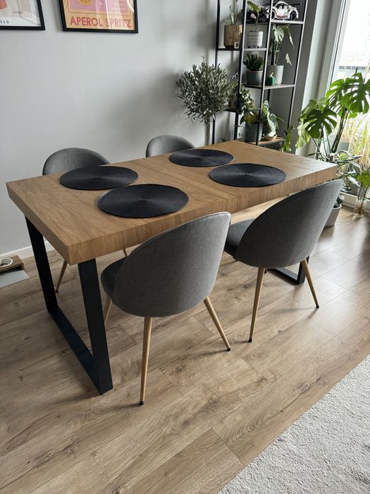 Komplet 4 szare krzesła KOKKEDAL skandynawskie loft