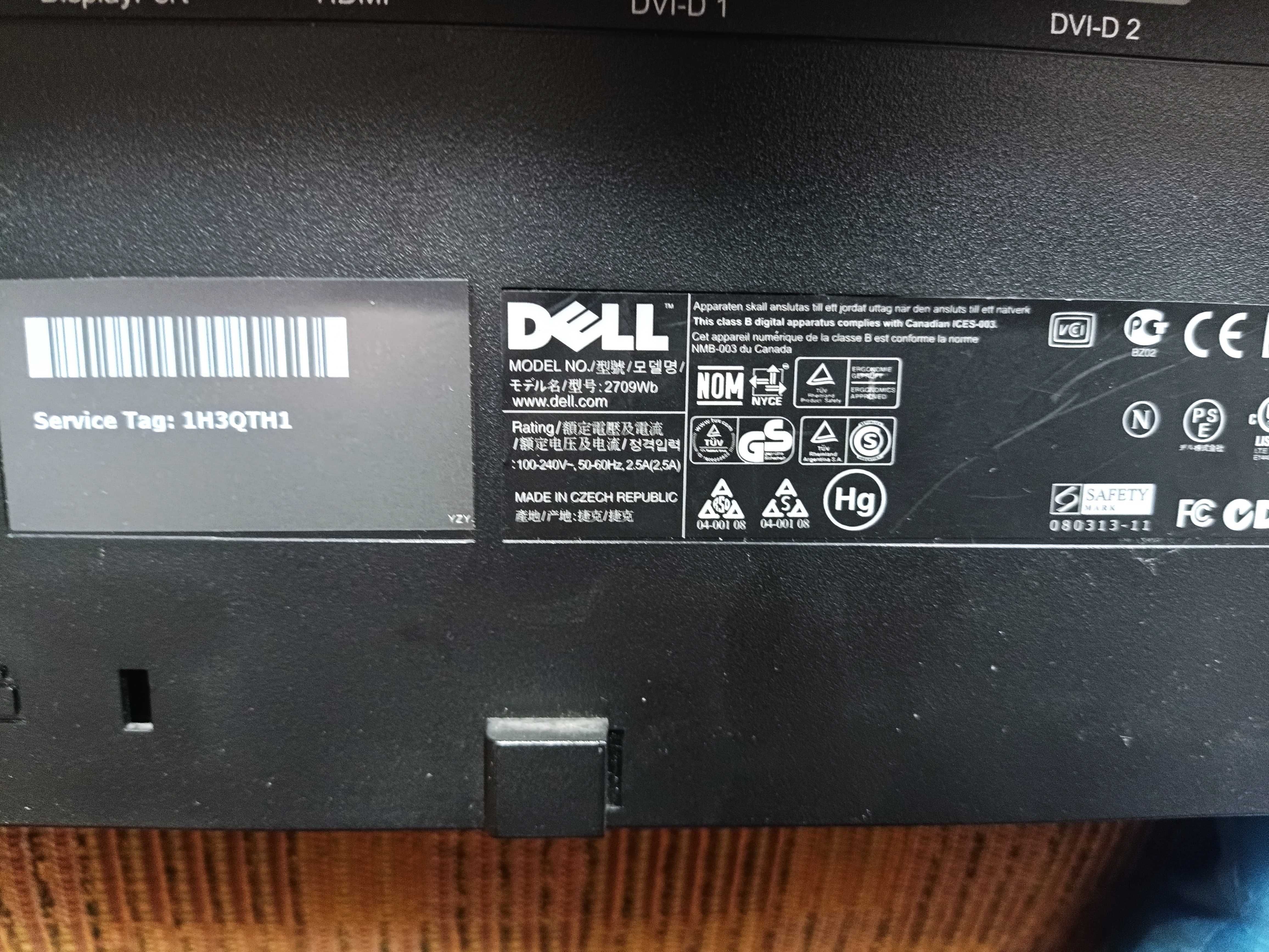 Monitor Dell 27 cali uszkodzona elektronika