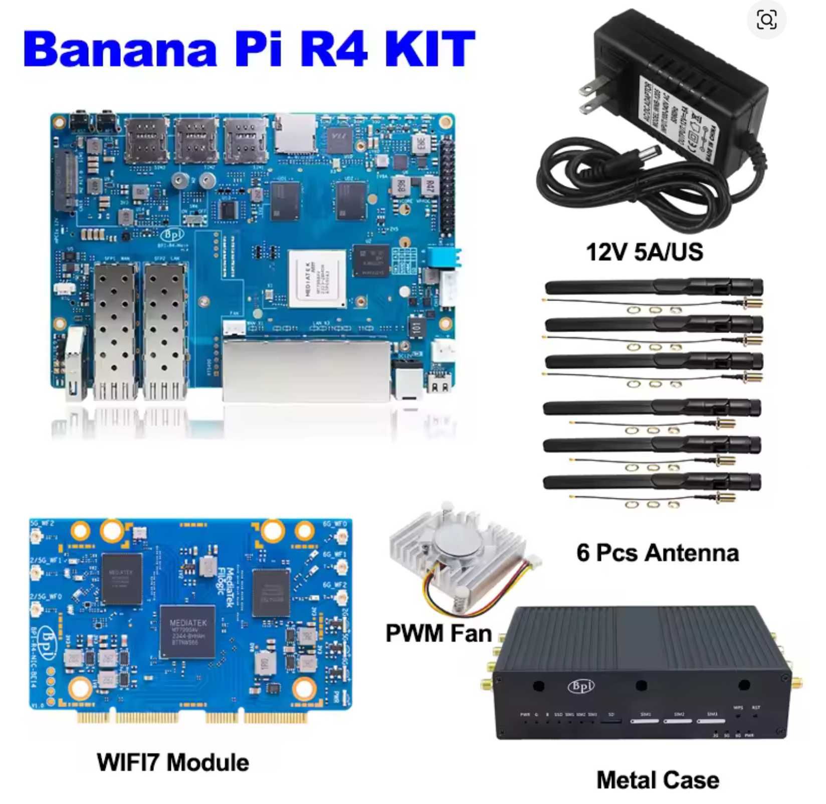 Router WIFI 7 Banana Pi BPI-R4 MT7988A (Filogic 880) BPI-R4-NIC-BE14