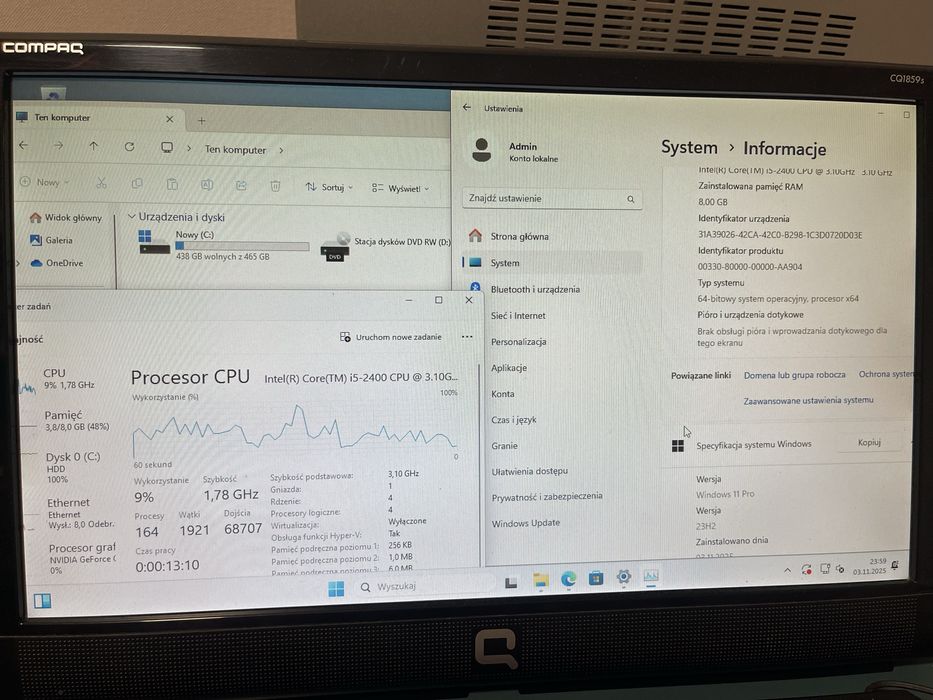 Budżetowy PC do gier Intel i5 Nvidia Windows 11