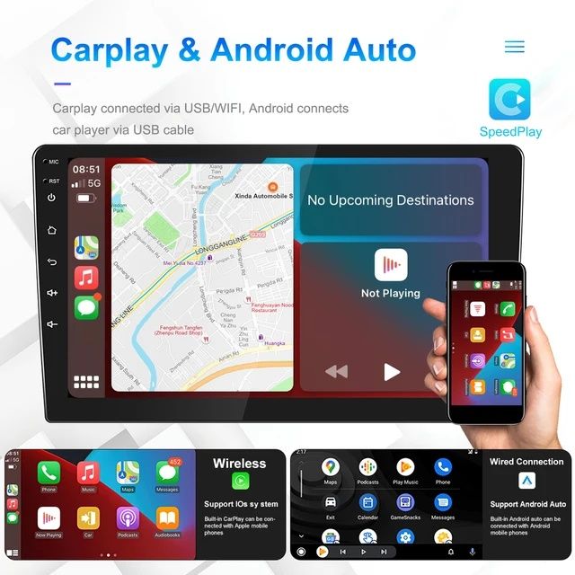 Rádio 2din 10" android 13 2/64GB Carplay GPS wifi FM RDS NOVO