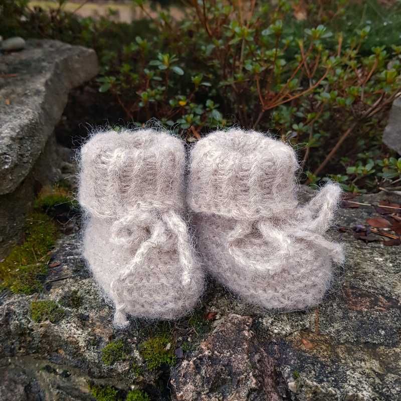 Buciki, niechodki, skarpety alpaka/merynos beżowe 11/13 cm