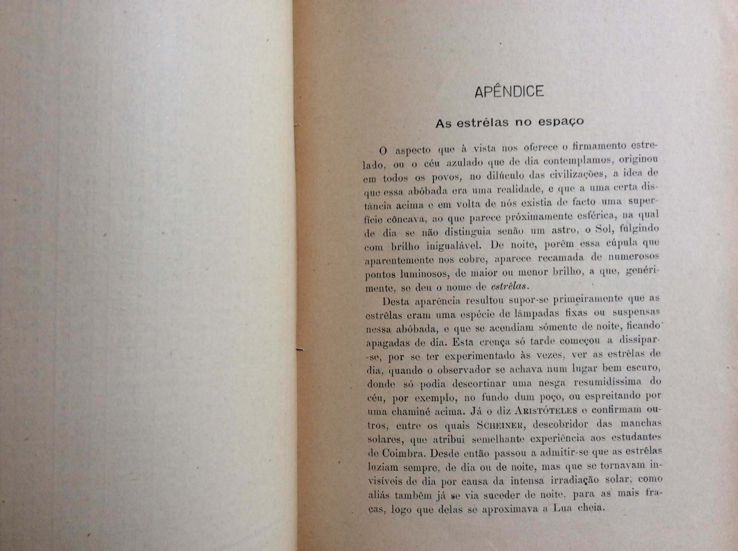 Dados astronómicos para os almanaques de 1919 para Portugal.  Raro