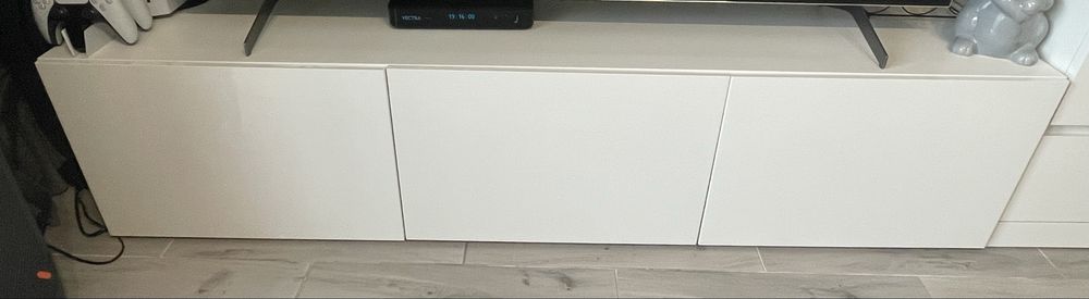 Ikea stolik pod TV, stolik pod RTV, połysk, biel, 180x42x38 cm