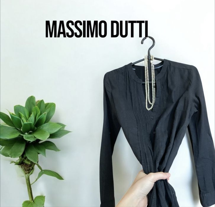 Czarna koszula bluzka tunika Massimo Dutti 100% bawełna M długi rękaw