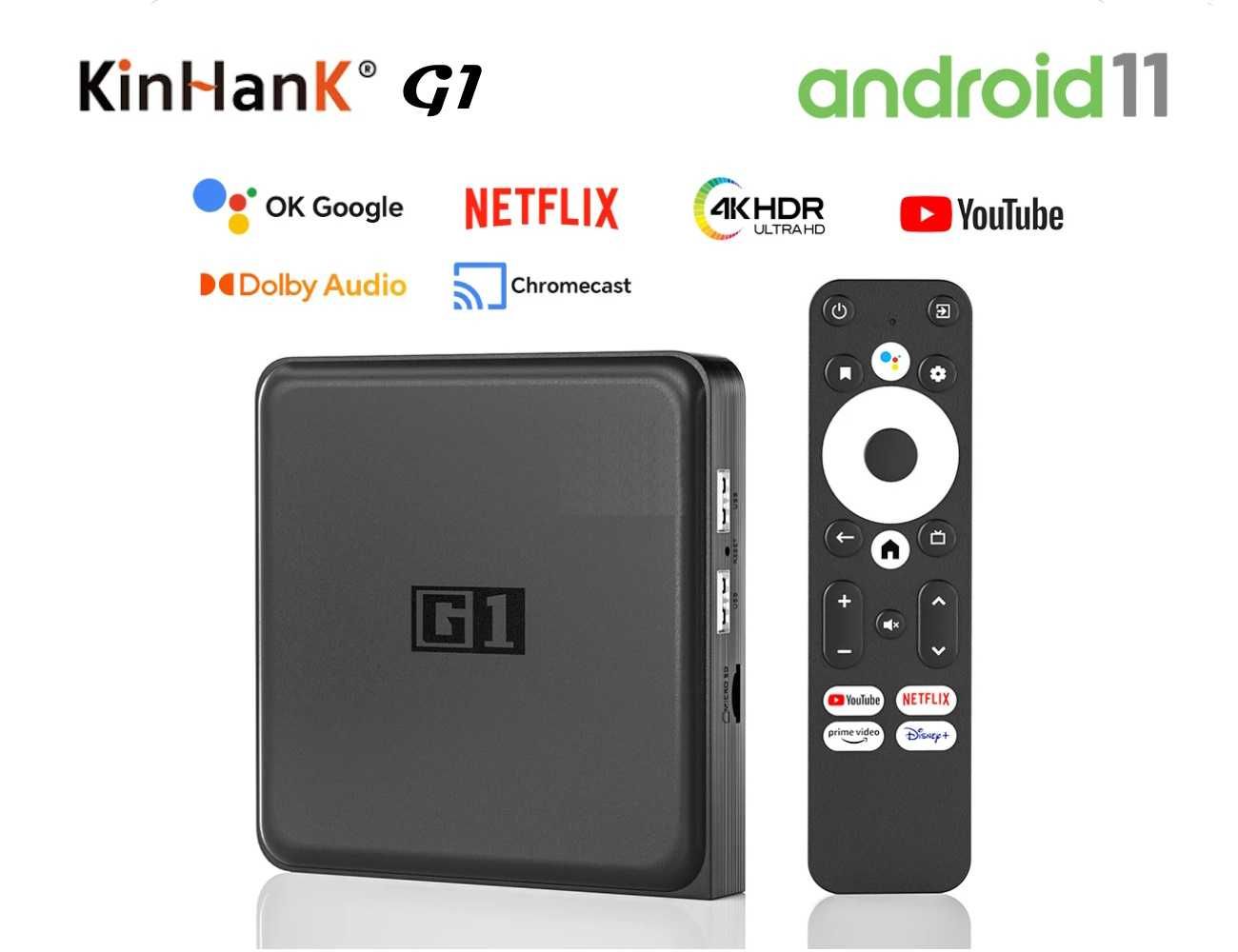 TV Box KINHANK G1 4/32Gb Amlogic S905X4-J AndroidTV 11 NETFLIX Smart