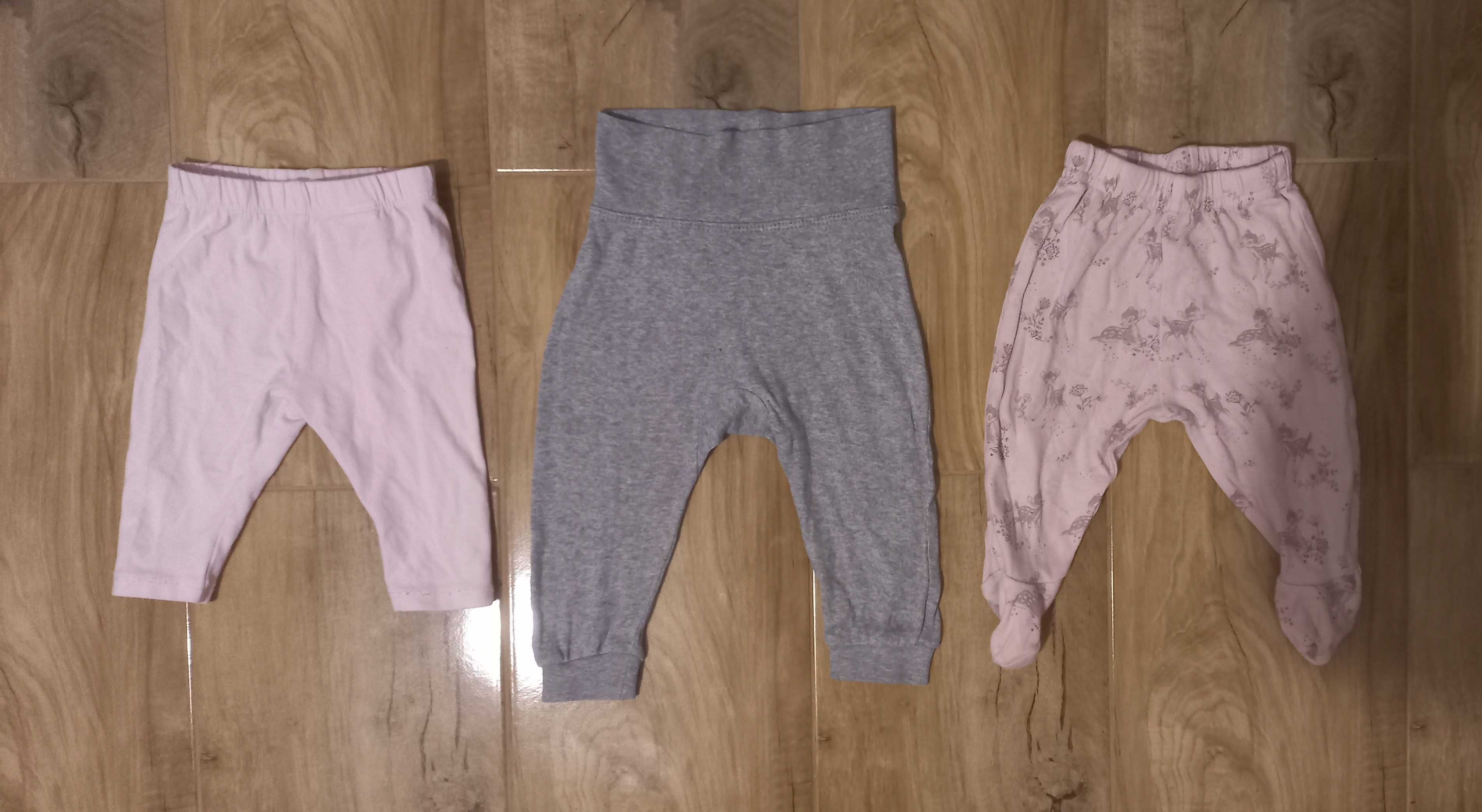 3szt legginsy półśpiochy bambi r 0-3 miesiące różnych marek