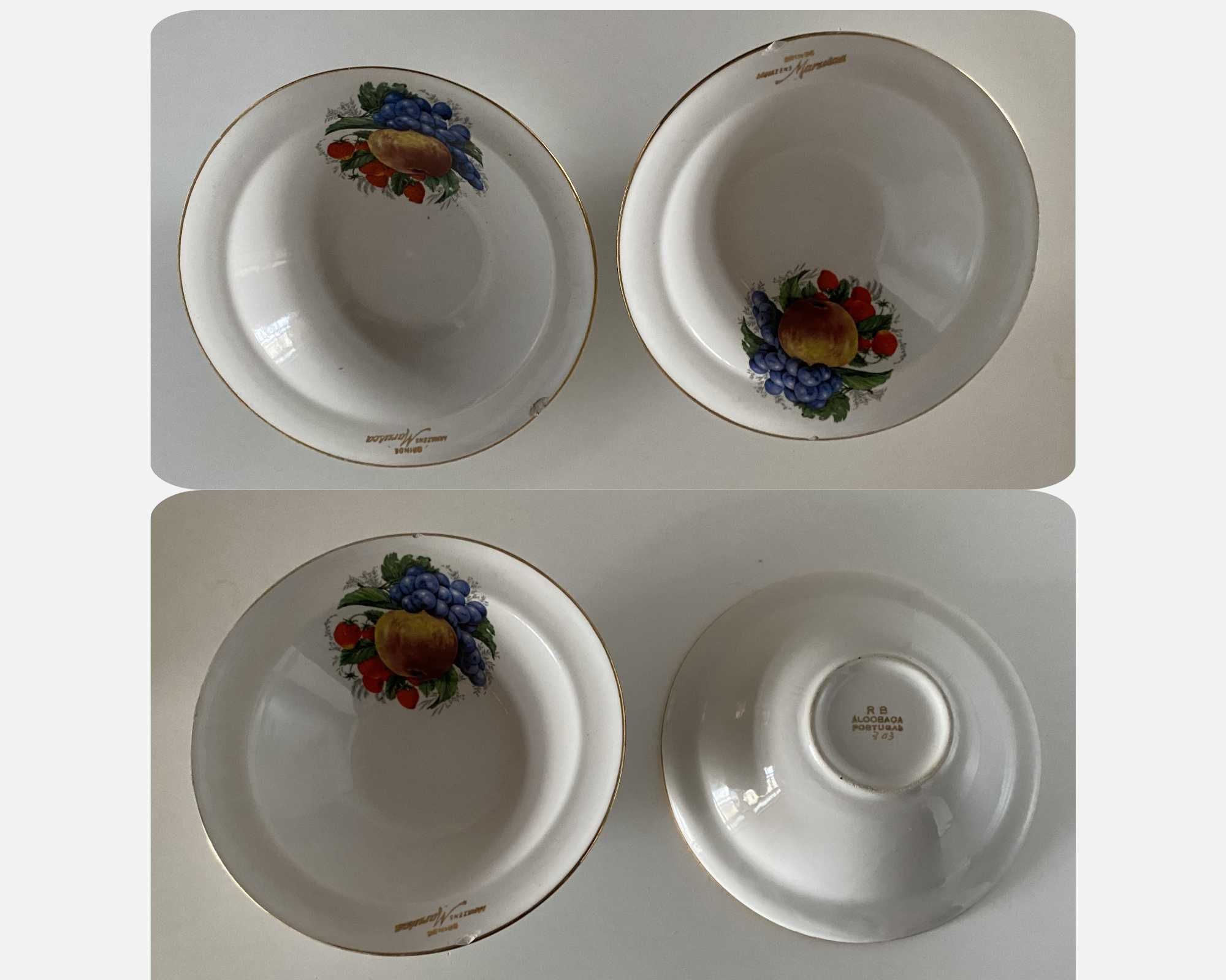 Louças antigas com estampa de frutas
