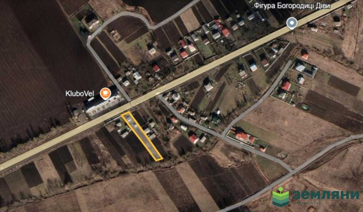 Продаж земля 19,16сот в Клубівцях під забудову