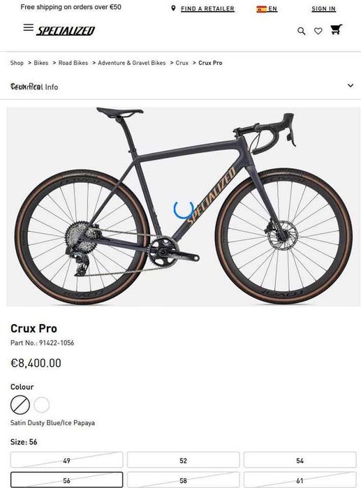 Specialized Crux Pro Tamanho 56 – Gravel – Muito Bom Estado