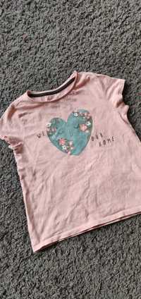 T-shirt dla dziewczynki pudrowy serce ziemia Little kids 122 krótki rę