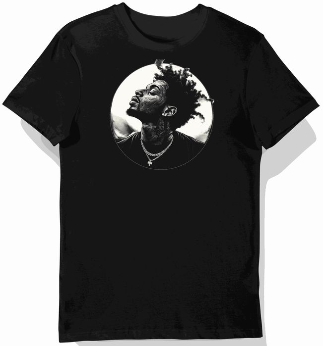 Koszulka męska czarna z motywem rapera 21 Savage XXL