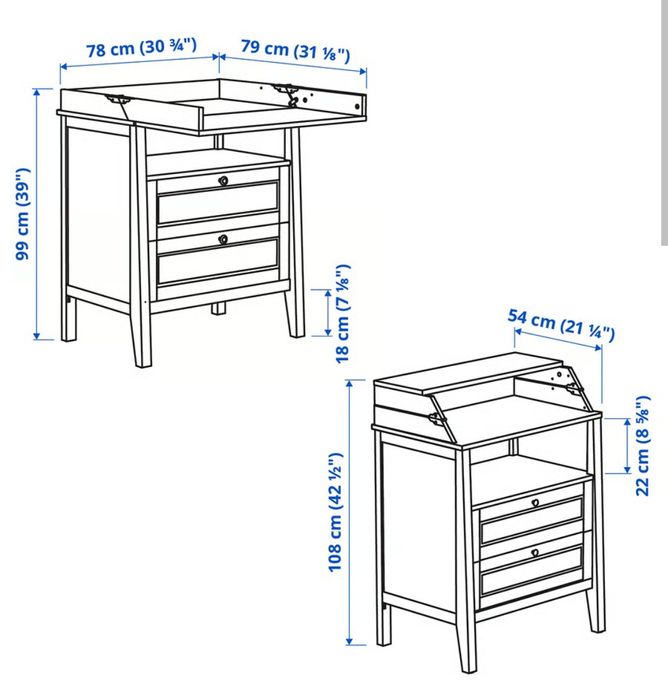 Łózeczko i komoda z przewijakiem Ikea Sundvik