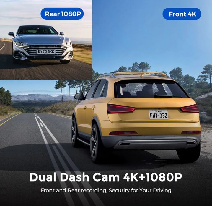 Kit 2 Câmaras Auto dashcam Azdome m300s 4k vigilância 24H wifi GPS Voz