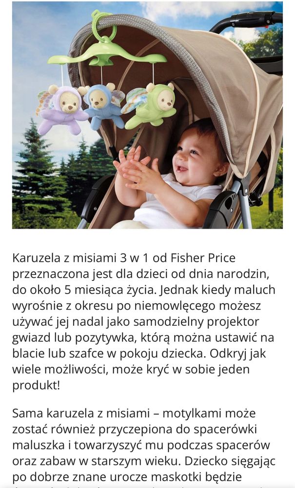 FISHER-PRICE Karuzela z misiami i projektorem 3w1 + Szumiś