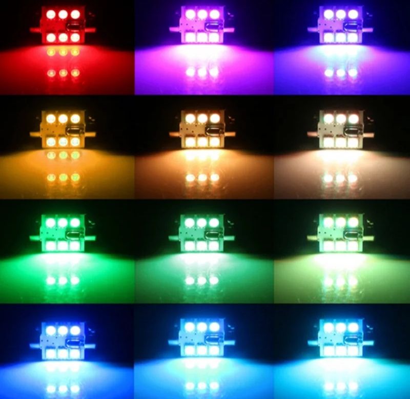 Авто Led лампы RGB 36мм 16 цветов, пульт подсветка салона RGB