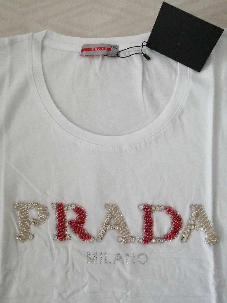 NOWA damska koszulka Prada t-shirt pp bluzka biała xxl 44