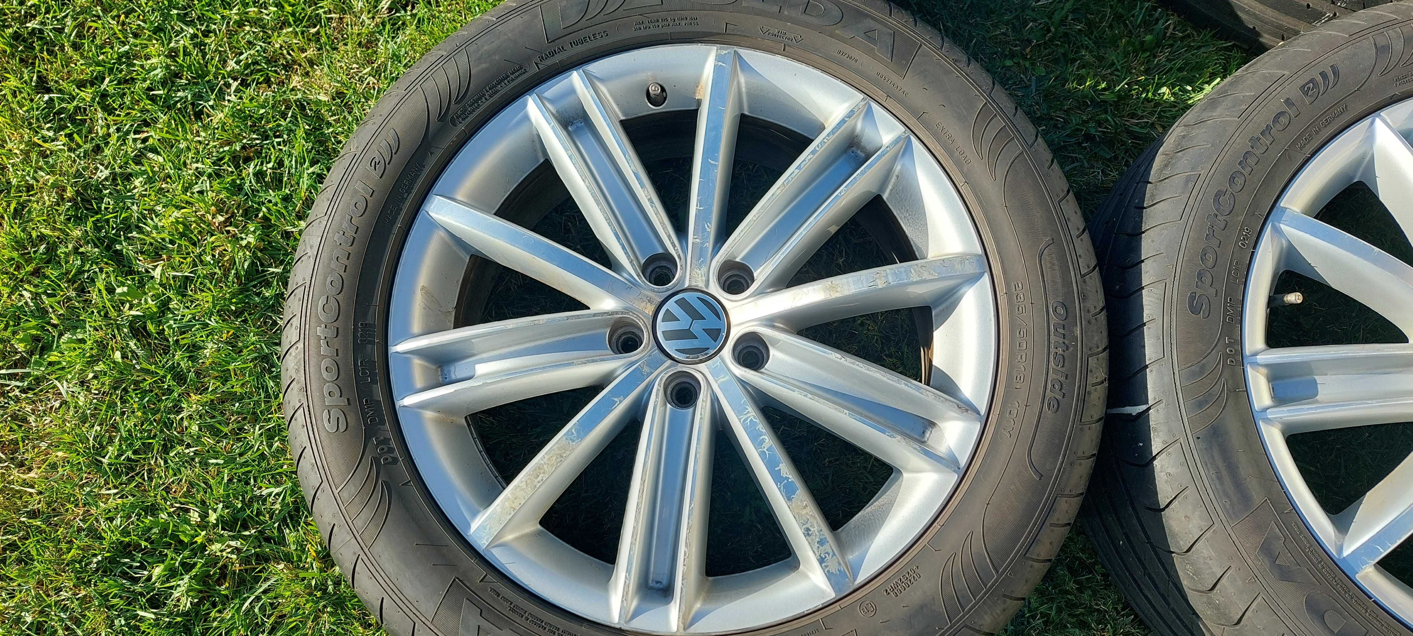 felgi aluminiowe 18 vw tiguan 5x112 oponki gratis super stan