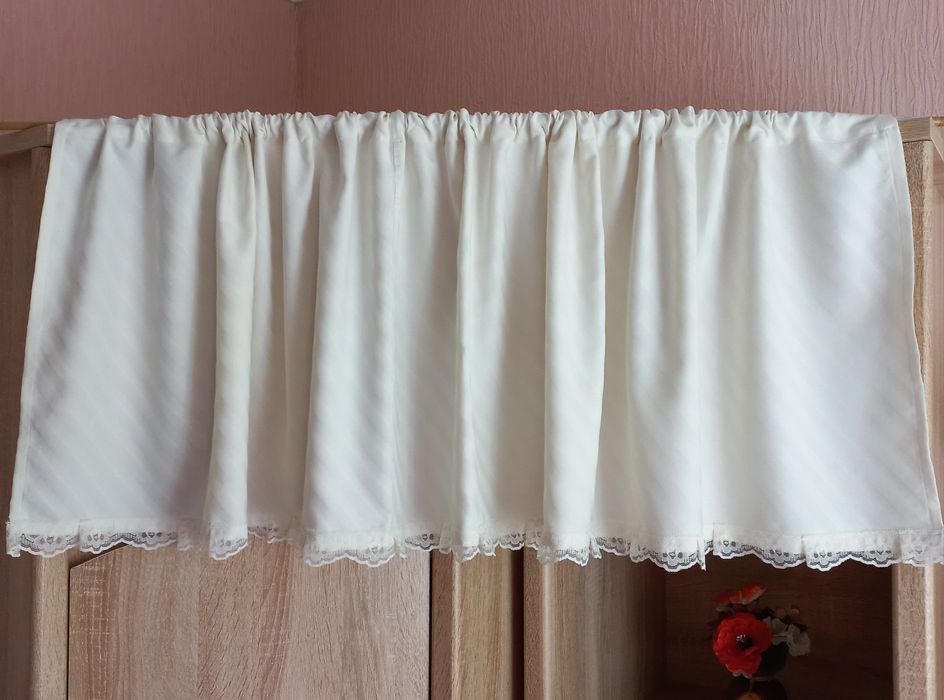 Готова бавовняна штора портьєра з мереживом фіранка завіска 175×50 см