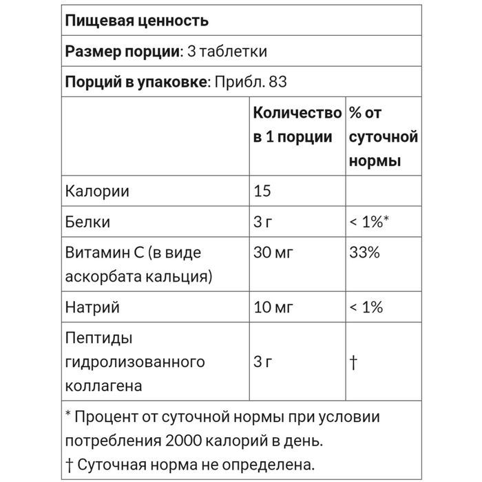Гидролизованный коллаген с витамином C, тип 1 и 3, США, 250 таблеток