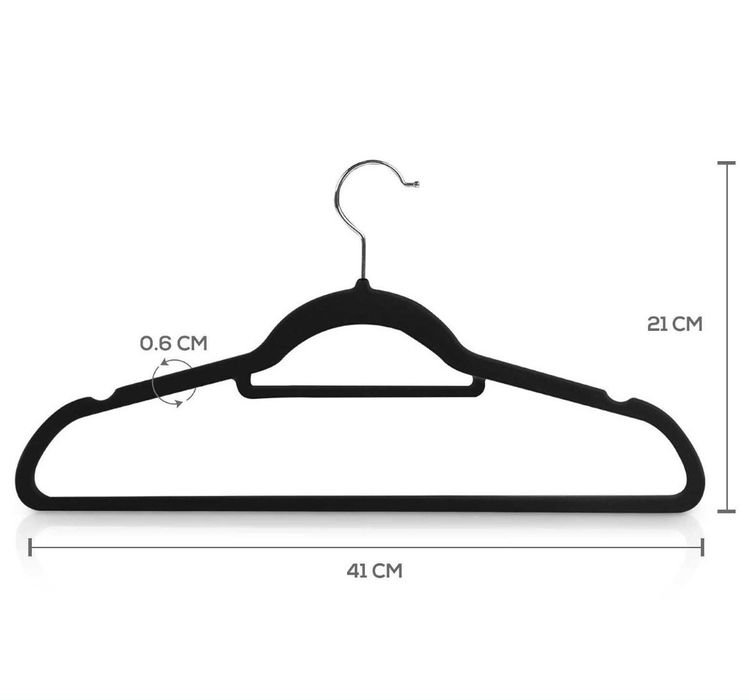 Wieszaki ubraniowe, aksamitne, czarne, zestaw 50 sztuk, Utopia Home