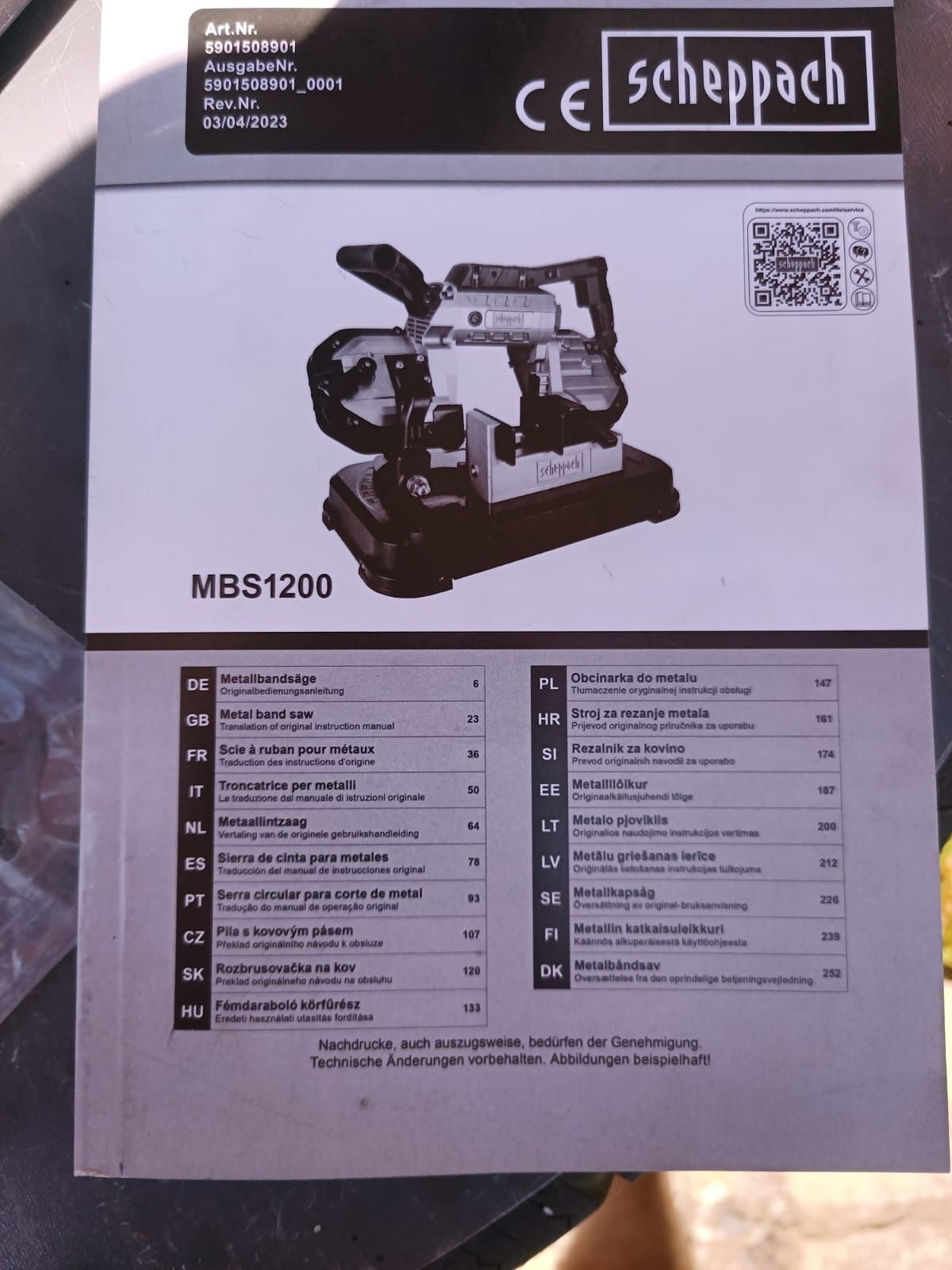Scheppach Piła taśmowa do metalu MBS1200 |