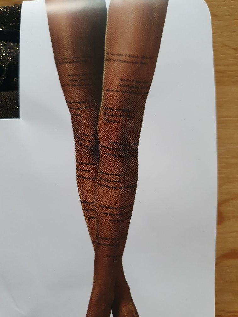 Nowe rajstopy Calzedonia s/m czarne złote shiny legs 20 den napi