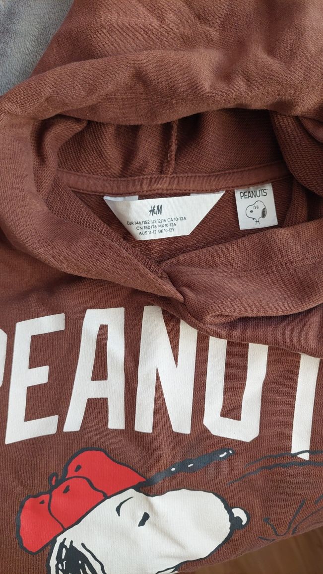 Bluza r. 146 152 h&m Peanuts bluza kaptur brązowa urocza