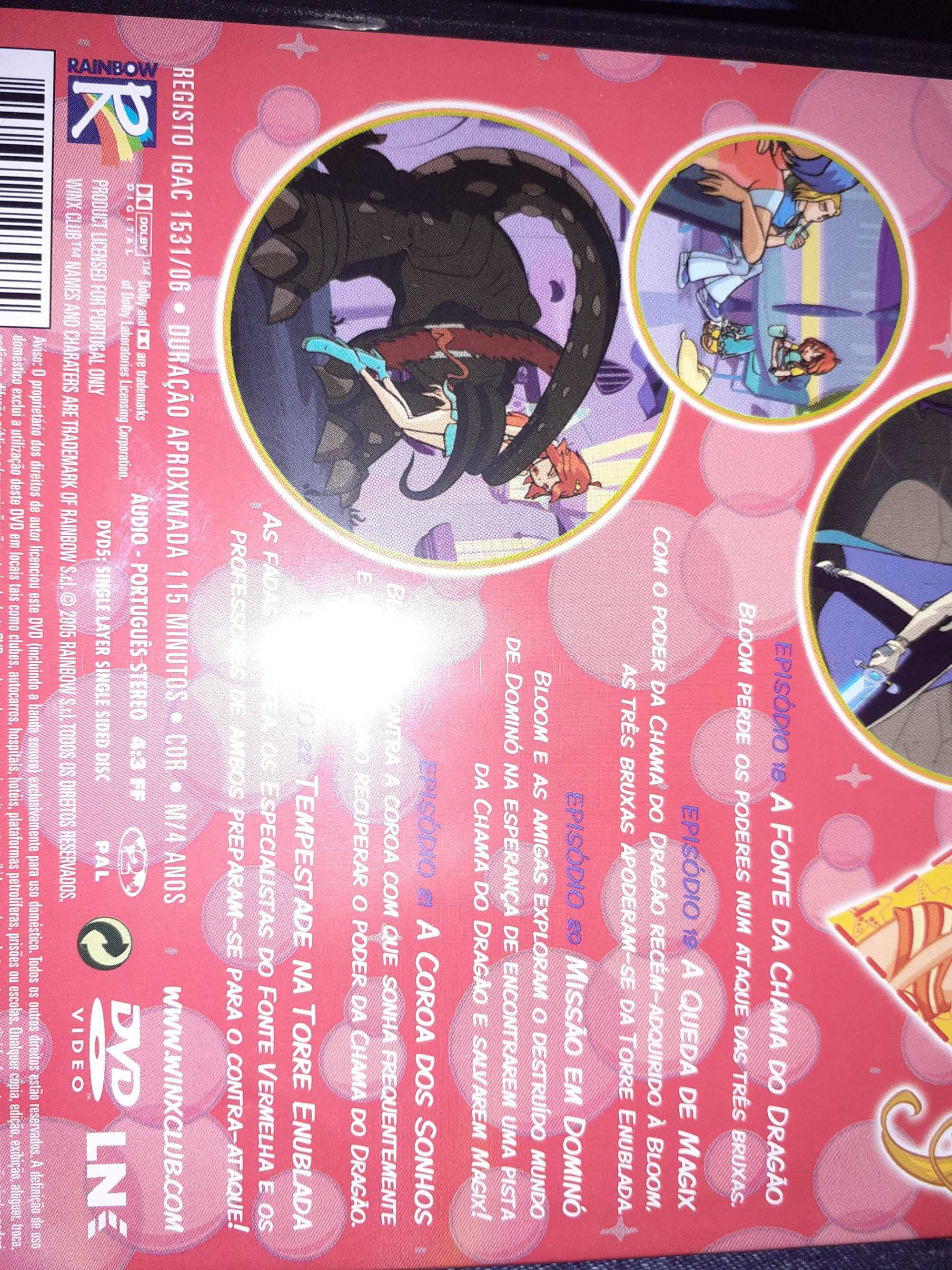 4 DVD's Winx usados apenas uma ou duas vezes