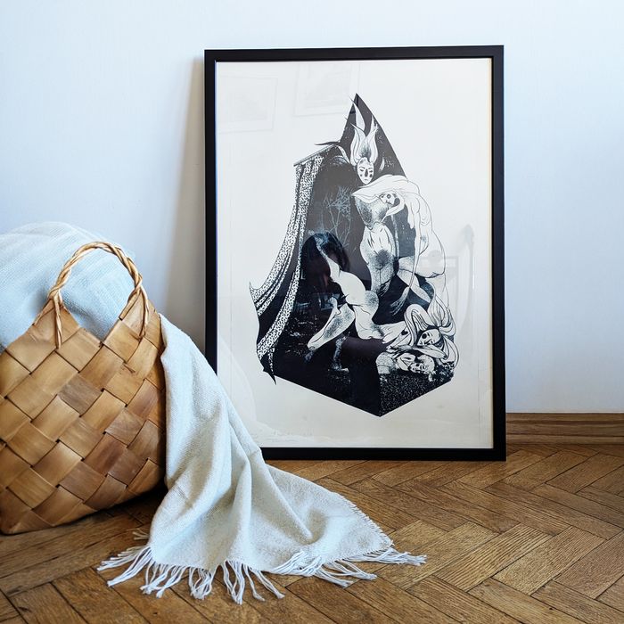 Zestaw Dyptyk 50x70 Grafiki alegrafia czarno-białe