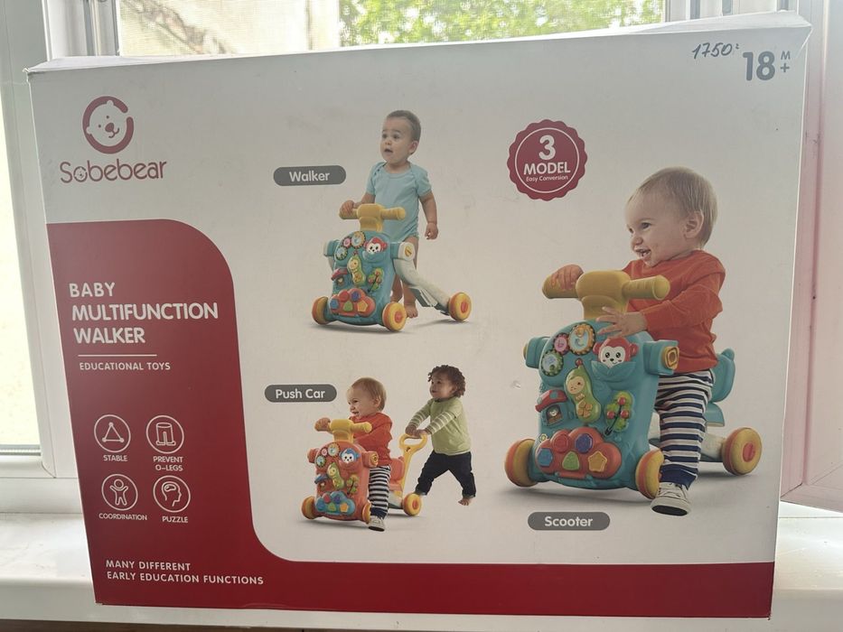 Каталка, ходунки, толокар для дітей 3 в 1 Sobebear