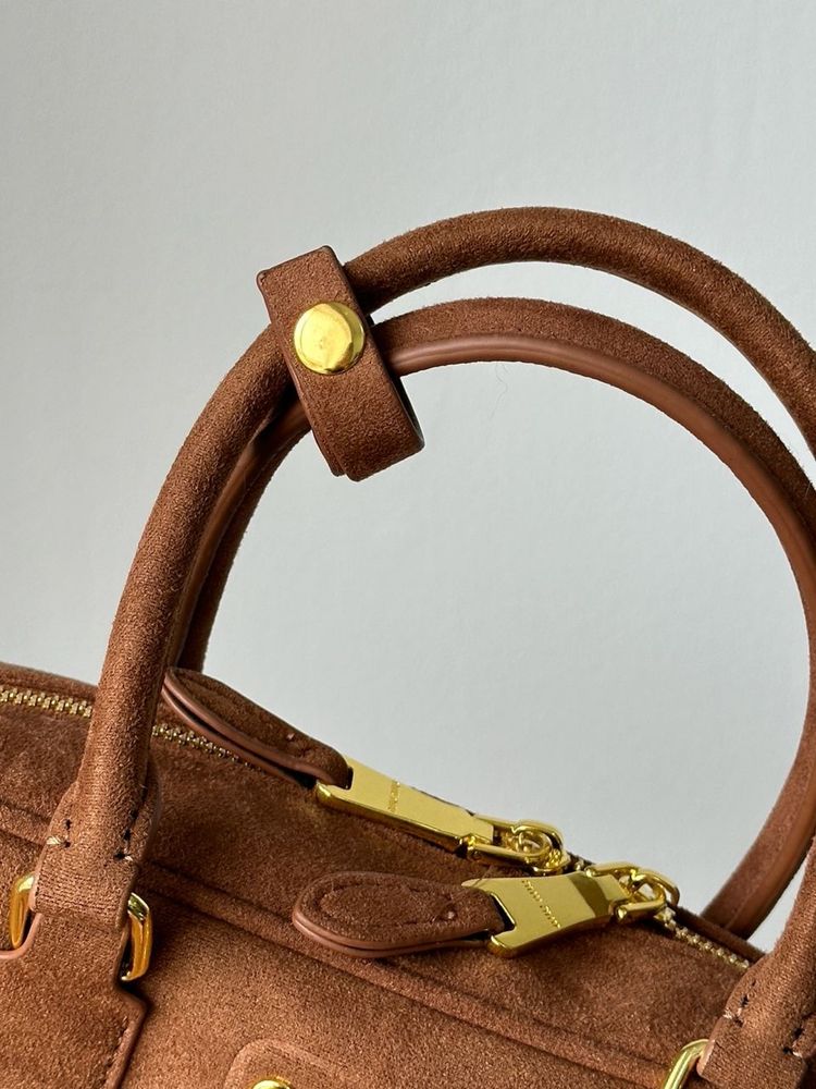 Torebka Miu Miu arcadie suede textile brown
