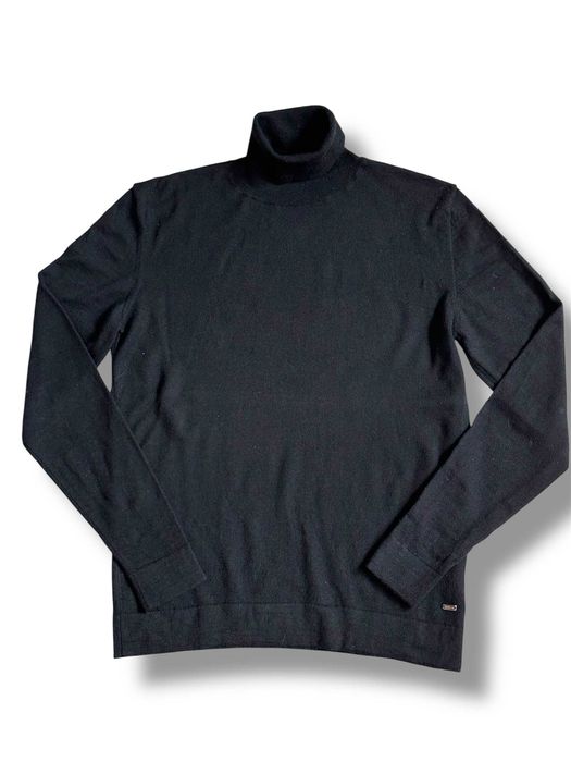 STRELLSON męski wełniany sweter golf czarny 100% virgin wool merino M