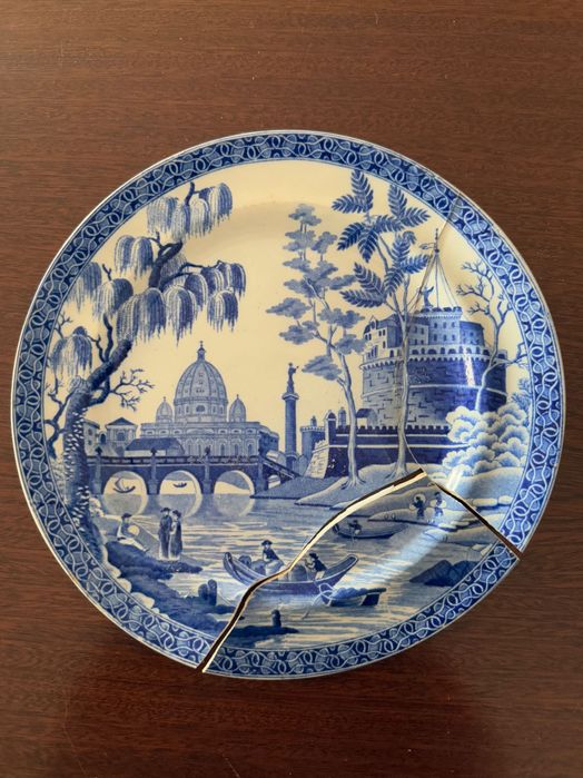 Prato de cerâmica inglesa SPODE raro de 1815 carimbo 5, PREÇO UNITÁRIO
