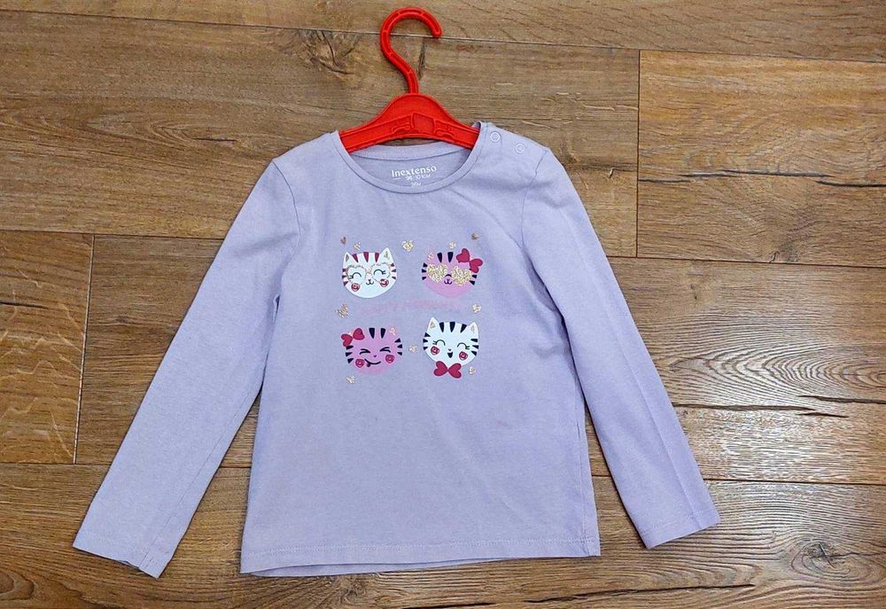 Koszulka dziewczęca na długi rękaw, Kotki, fioletowa r. 98, 96-101, 3L