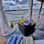 Houseboat, Dom na wodzie, Mazury, Szlak WJM, jezioro, linia brzegowa.