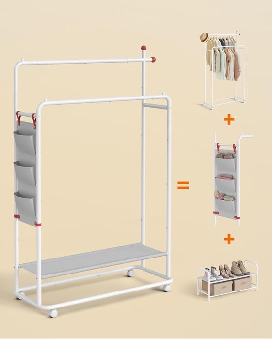 Wieszak stojący stal nierdzewna Songmics biały