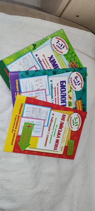 Довідник з біології, хімії та англійської мови в таблицях