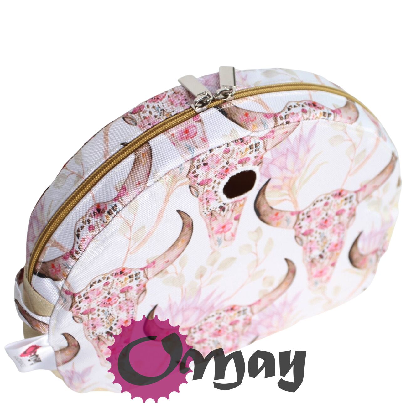 Beżowy organizer OBAG MOON LIGHT kwiaty rogacze róż musztarda OMAY