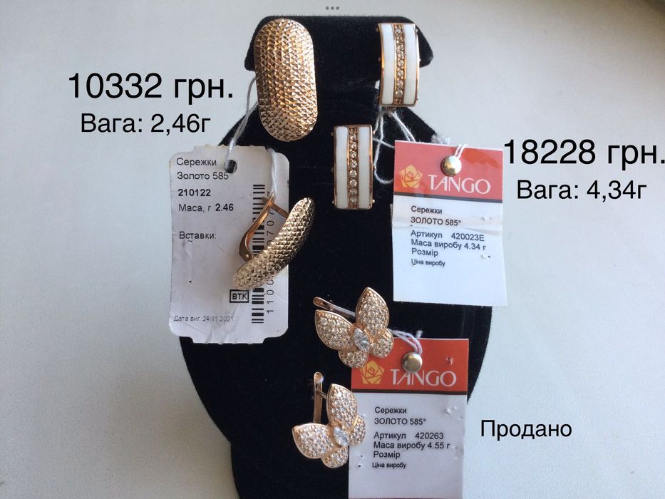 Серьги. Золото 585 пробы. Новые.