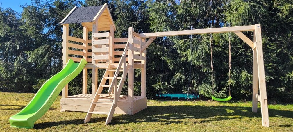 Plac Zabaw Domek Huśtawka Małpi gaj piaskownica