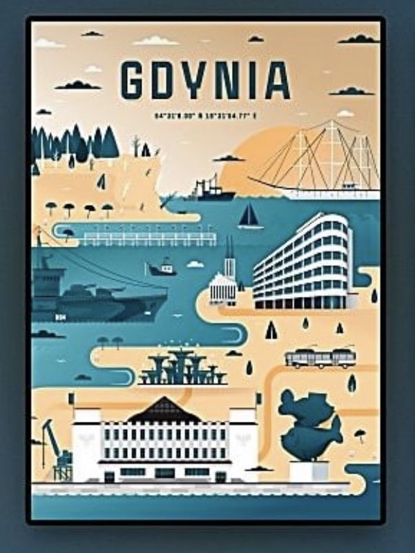 Poster Polytechnic 2 x plakaty Gdańsk i Gdynia obraz na ścianę