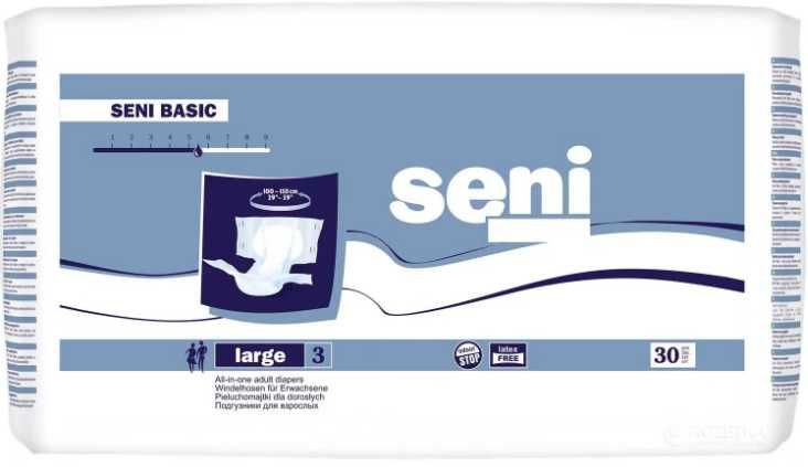 Підгузки для дорослих Seni Basic large, Розмір: L (100-150см) 30 шт.