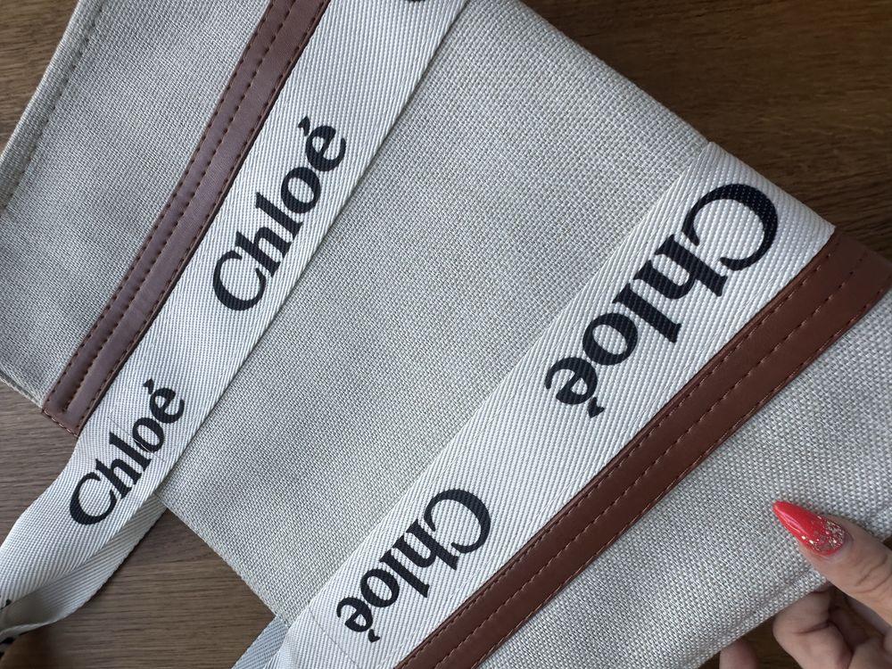 Bezowa lniana torebka Chloe