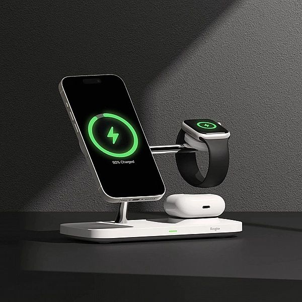 Bezprzewodowa ładowarka Ringke 3w1 QI2 MagSafe - biały