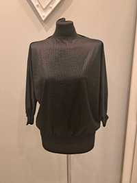 Bluzka materiałowa damska czarna roz. M,rękaw 3/4, wzór spękanej skóry