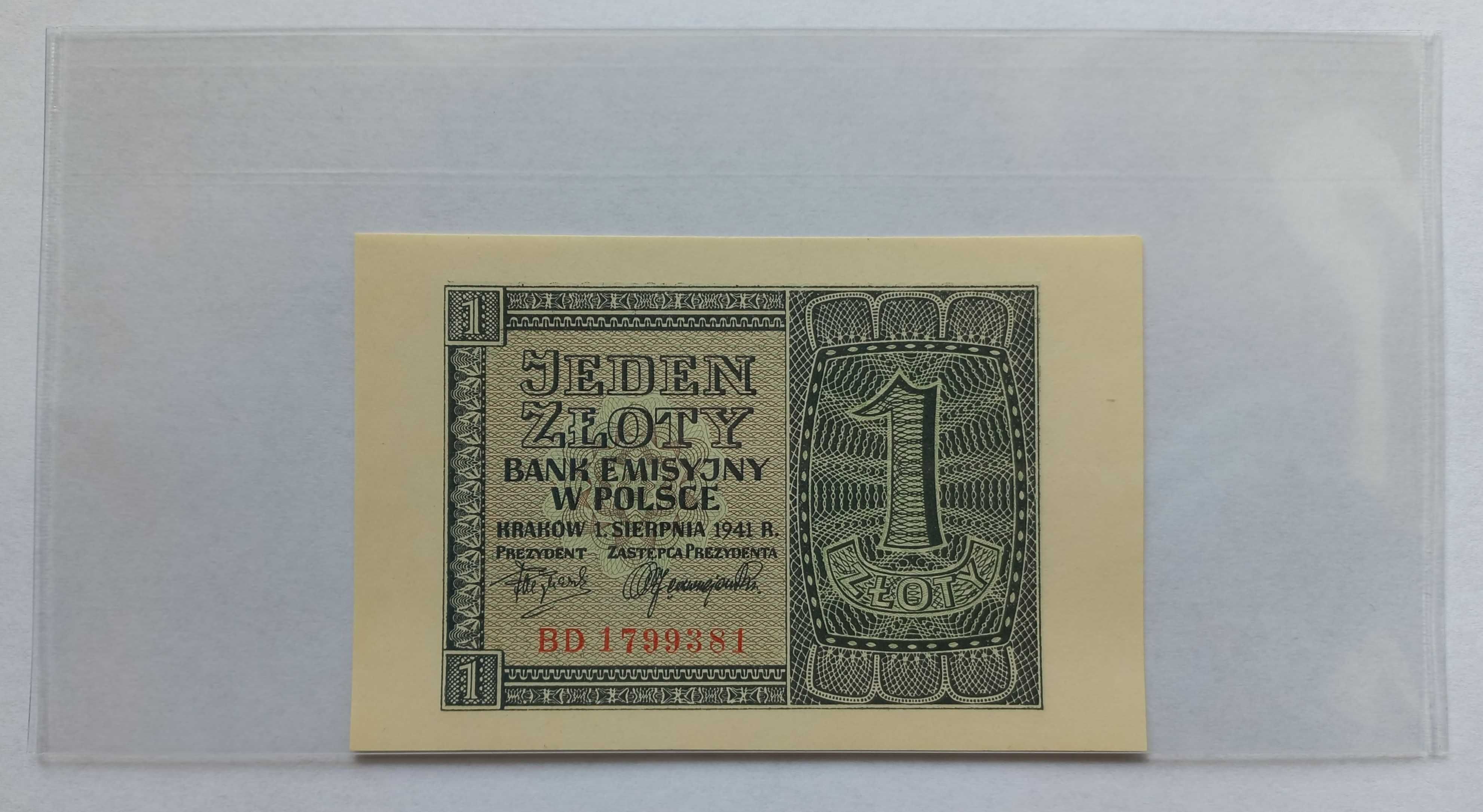 Banknot Polska - 1 zł  1941 rok.  UNC.