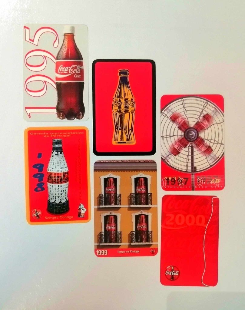 Conjunto o de 6 calendários da Coca-Cola em Portugal, de 1995 a 2000